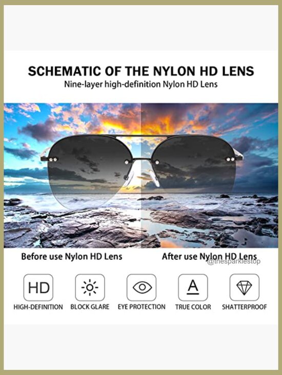 Stainless Steel Rimless Aviator Sunglasses Oversized UV400 Protection main image 4